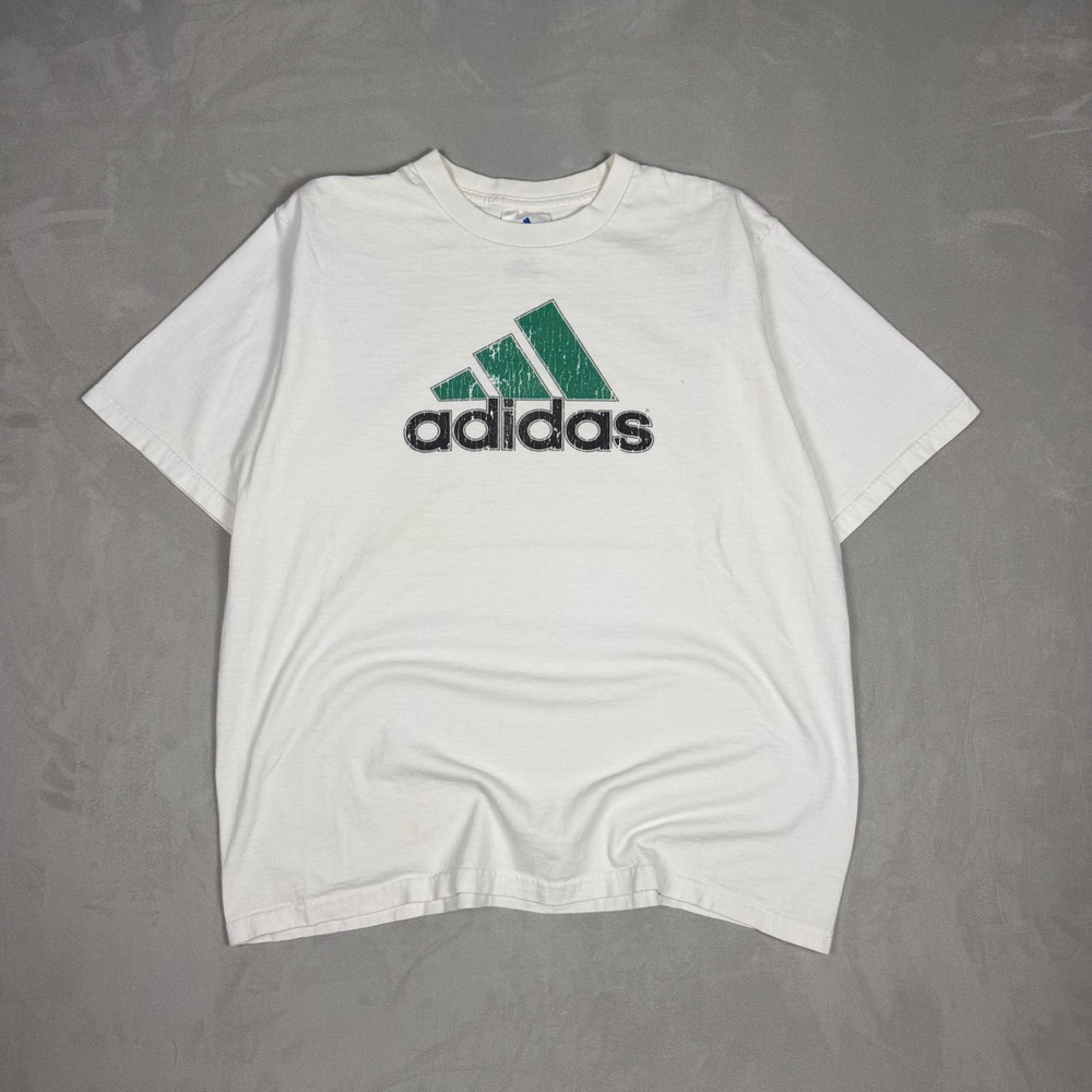 90s Mens Adidas Equipment Logo Graphic T-Shirt White XL